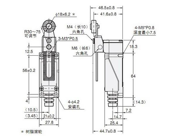 D4Vpd行程开兛_形尺寸图